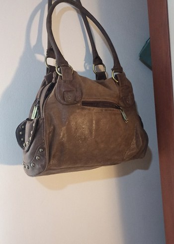 Y2K vintage Hakiki Süet Kahverengi  Tokalı Kadın Çantası - Görsel 2