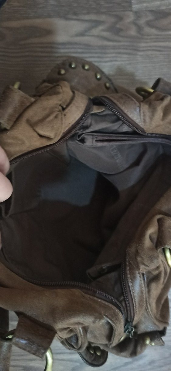 Y2K vintage Hakiki Süet Kahverengi  Tokalı Kadın Çantası - Görsel 3