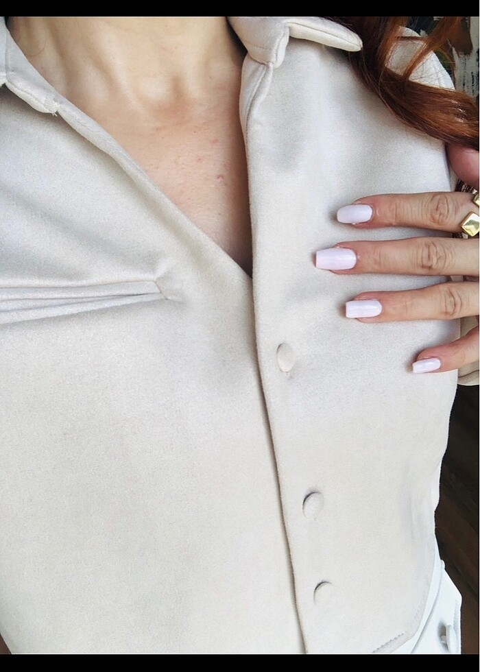 SÜET CROP GÖMLEK - Görsel 4