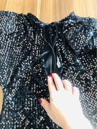 ZARA PUL PAYETLİ KADİFE ELBİSE - Görsel 12