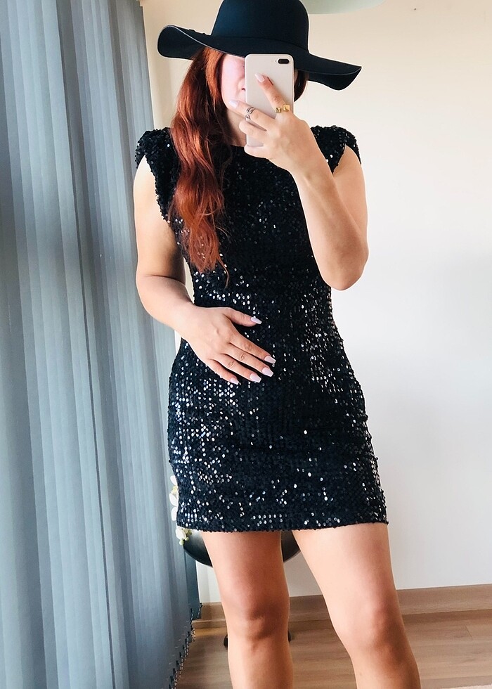 ZARA PUL PAYETLİ KADİFE ELBİSE - Görsel 3