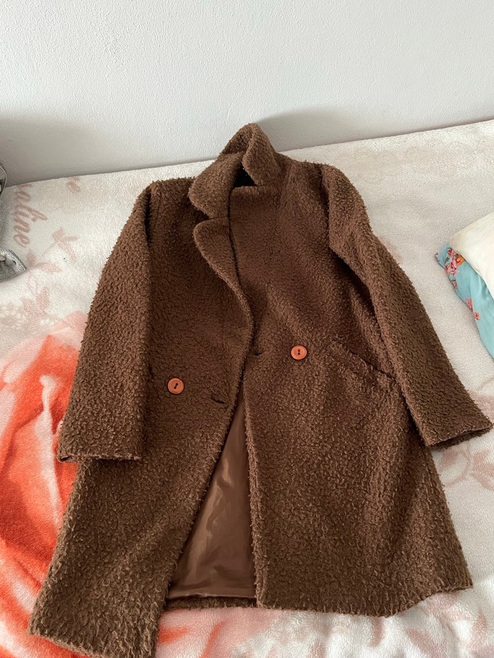 Düğmeli Kahverengi Midi Kadın Kaban - Görsel 2