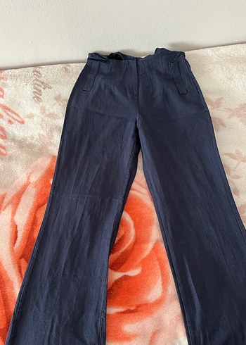 Lacivert Keten pantolon - Görsel 4