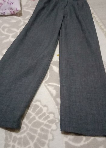 Gri Kadın Denim Geniş Paça Pantolon