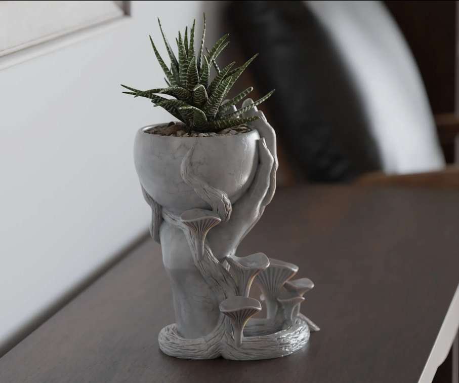 Gri El Tasarımlı Saksı - Görsel 2