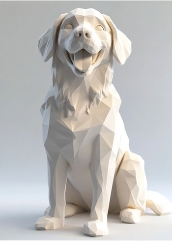 Beyaz Geometrik Köpek Figür