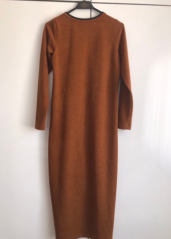 Kahverengi Uzun Kollu Kadın Elbise - Görsel 3