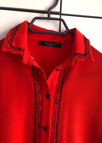 Uzun Kollu Nakışlı turuncu Tunik - Görsel 2