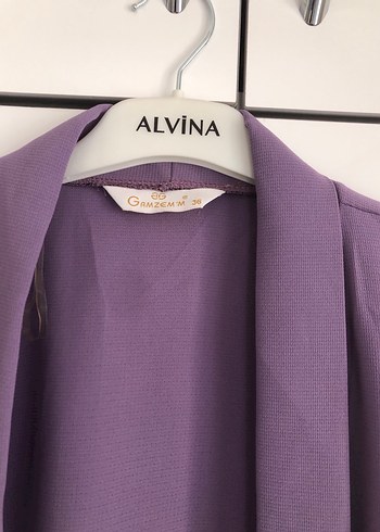 Mor Uzun Drapeli Kadın Hırka - Görsel 2