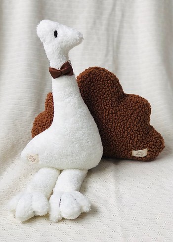 Beyaz ve Kahverengi Peluş Oyuncak Kuğu - Görsel 3