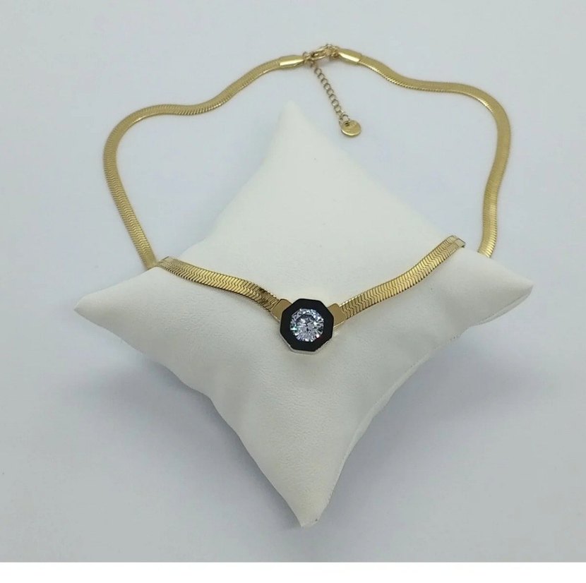 Zarif Yılan Desenli Uzun Altın Kolye Çelik - Görsel 2