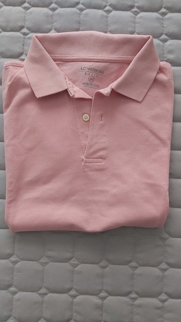 Pembe Düğmeli kadın Polo Tişört - Görsel 2