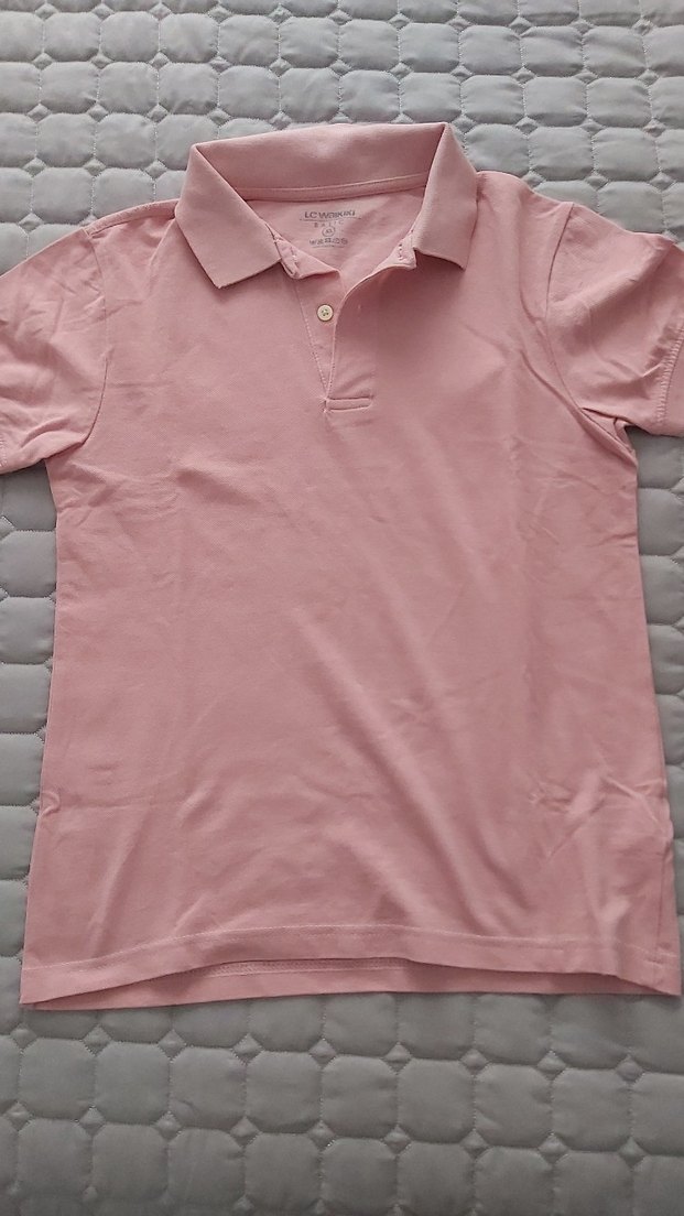 Pembe Düğmeli kadın Polo Tişört - Görsel 3