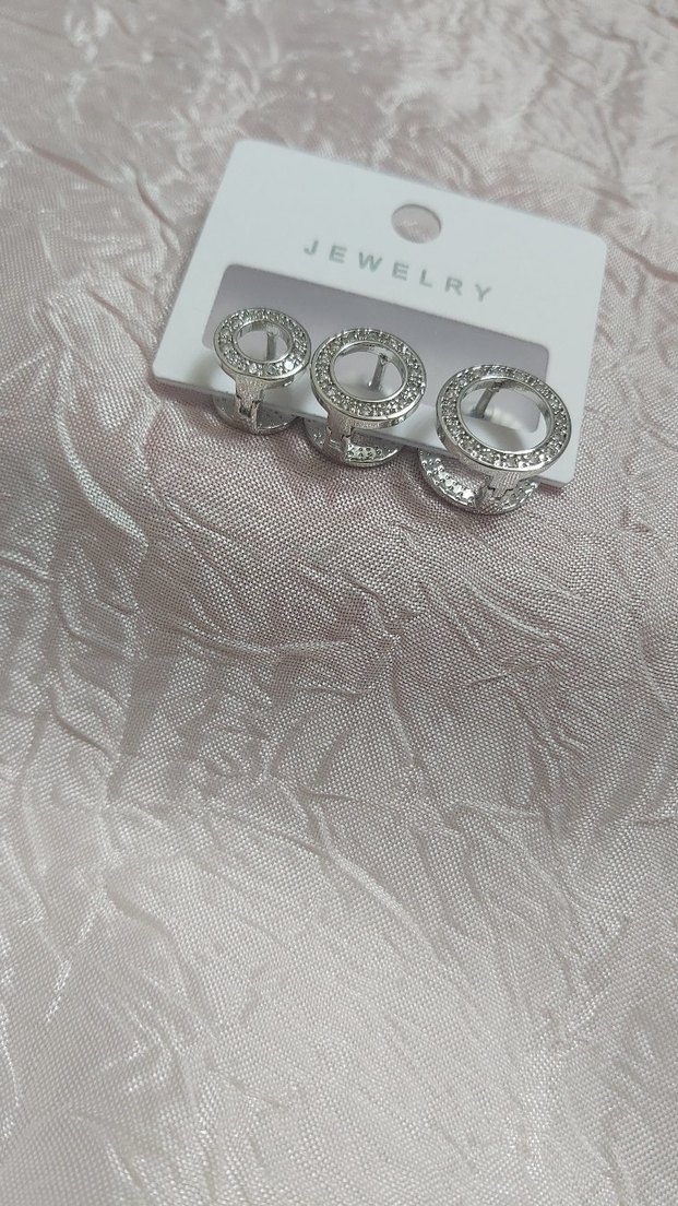 Gümüş Mini İşlemeli Daire Küpe Seti - Görsel 2