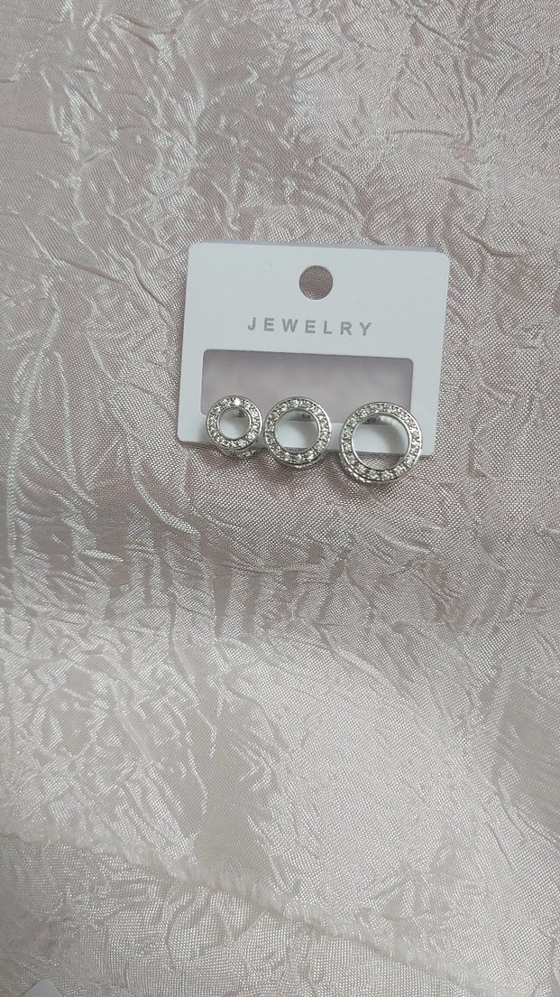 Gümüş Mini İşlemeli Daire Küpe Seti - Görsel 3