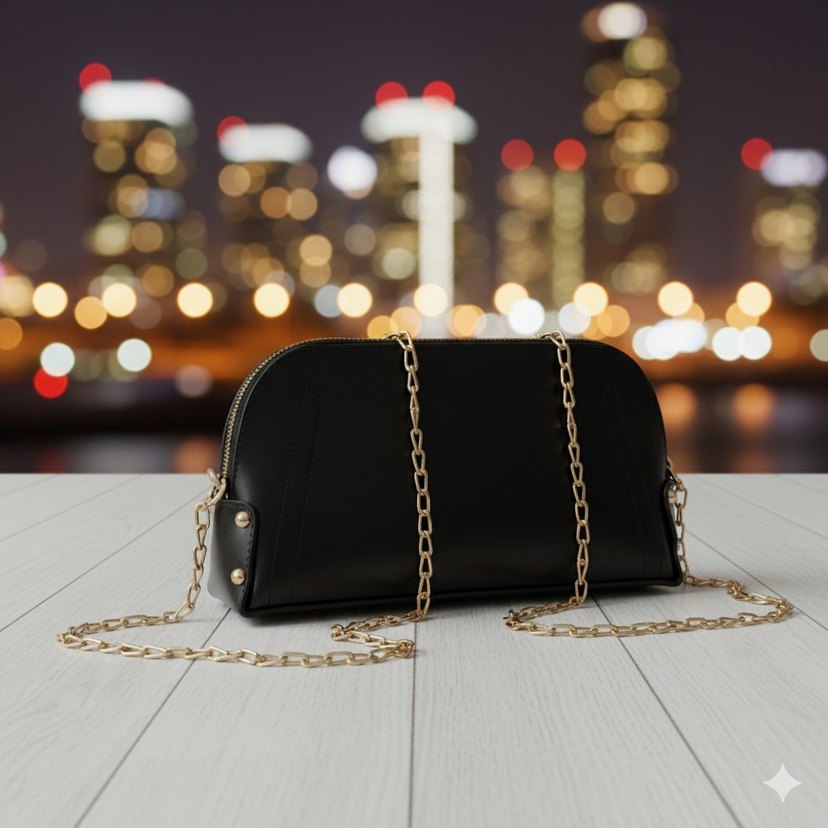 Siyah Deri Kadın Clutch Çanta - Görsel 2