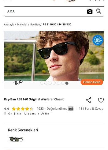 Beden Rayban Wayfarer Orijinal