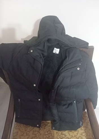 LC Waikiki Siyah Kürklü erkek çoçuk Kışlık Mont
