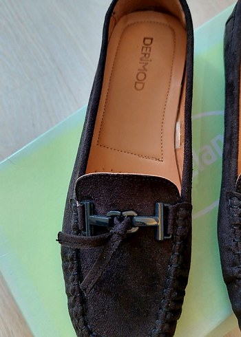 Derimod Derimod Kadın Siyah Hakiki Süet Tokalı Loafer Ayakkabi
