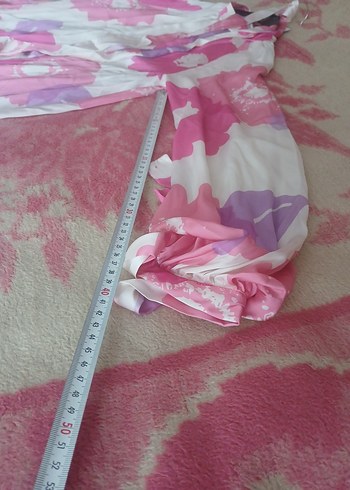 Pembe Bağlama Desenli Uzun Salaş Elbise - Görsel 7