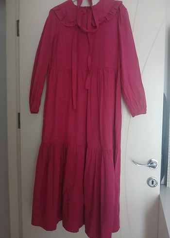 Pembe Bohem Uzun Kollu Salaş Elbise - Görsel 3