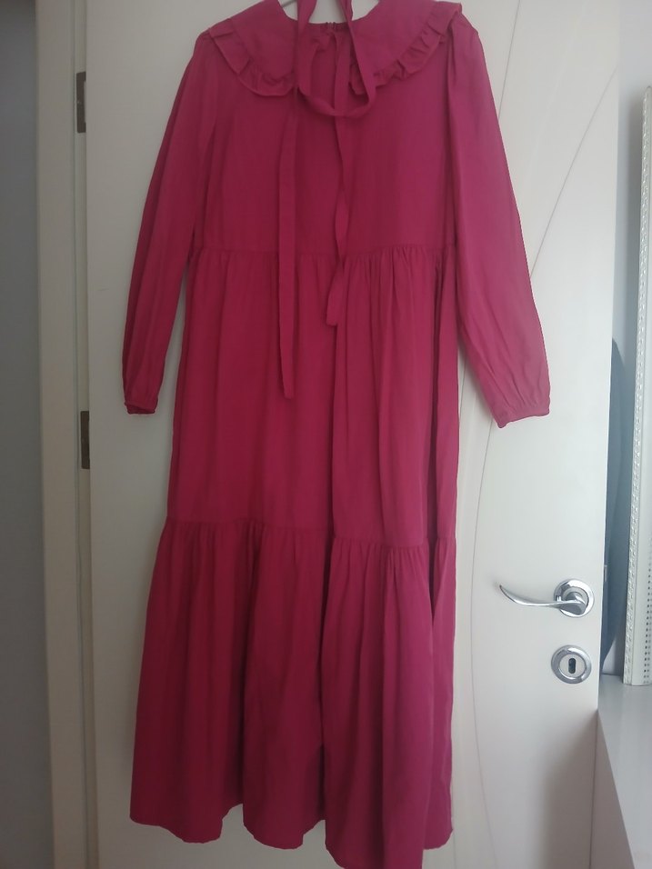 Pembe Bohem Uzun Kollu Salaş Elbise - Görsel 3