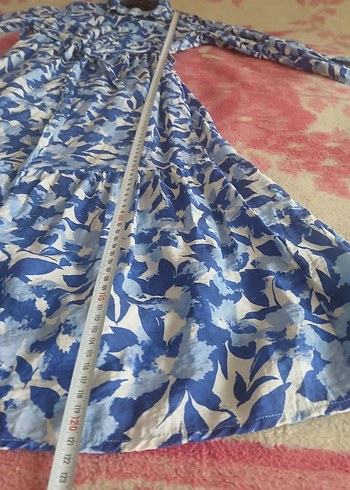 Mavi Bağlamalı Uzun Kollu Elbise - Görsel 3