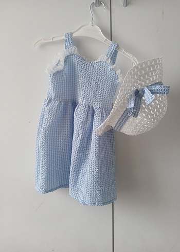 Mavi Dantelli Kız Çocuk Elbisesi - Görsel 6