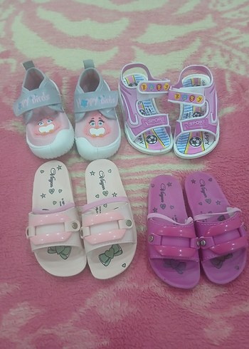 Kız Çocuk Renkli Velcro Bantlı Terlik ve Sandalet - Görsel 2