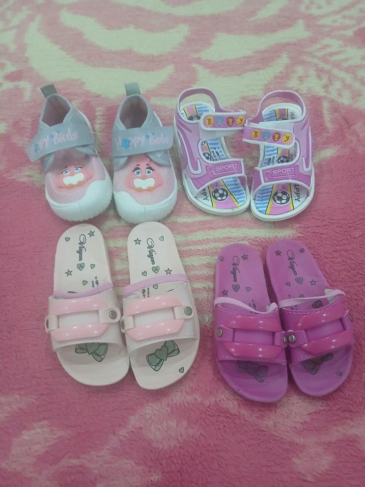 Kız Çocuk Renkli Velcro Bantlı Terlik ve Sandalet - Görsel 2