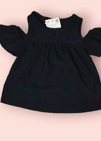 Moda Siyah Kız Çocuk Firfirli Bluz