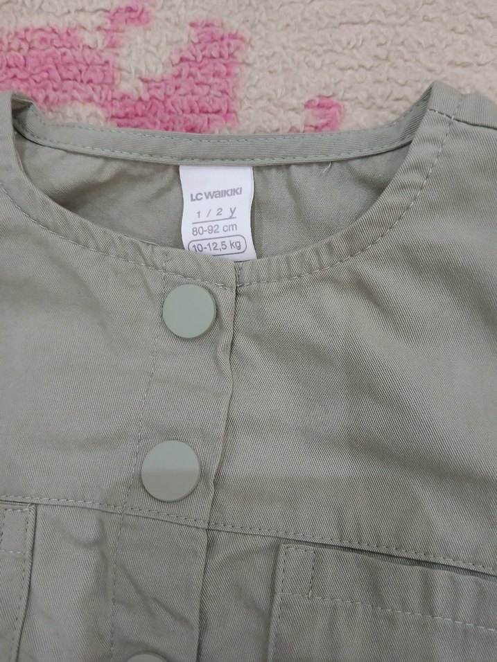 Kız Çocuk Kemerli Kısa Kollu Keten Tulum - Görsel 4