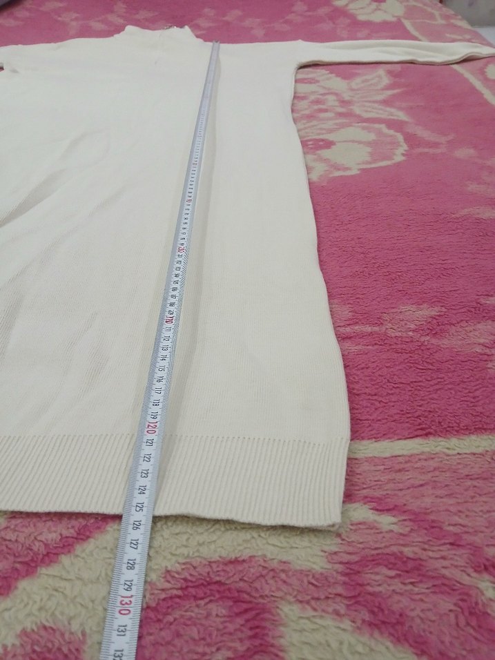 Fermuarlı Boğazlı Beyaz Triko Elbise - Görsel 3