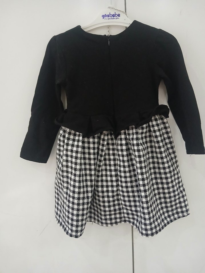 Pierre Cardin Kız Siyah Ekoseli Uzun Kollu Elbise - Görsel 3