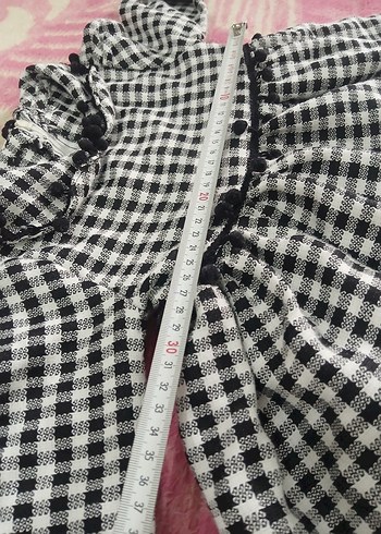 Kız Çocuk siyah  Beyaz Kareli Uzun Kollu Elbise - Görsel 4