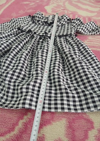 Kız Çocuk siyah  Beyaz Kareli Uzun Kollu Elbise - Görsel 5