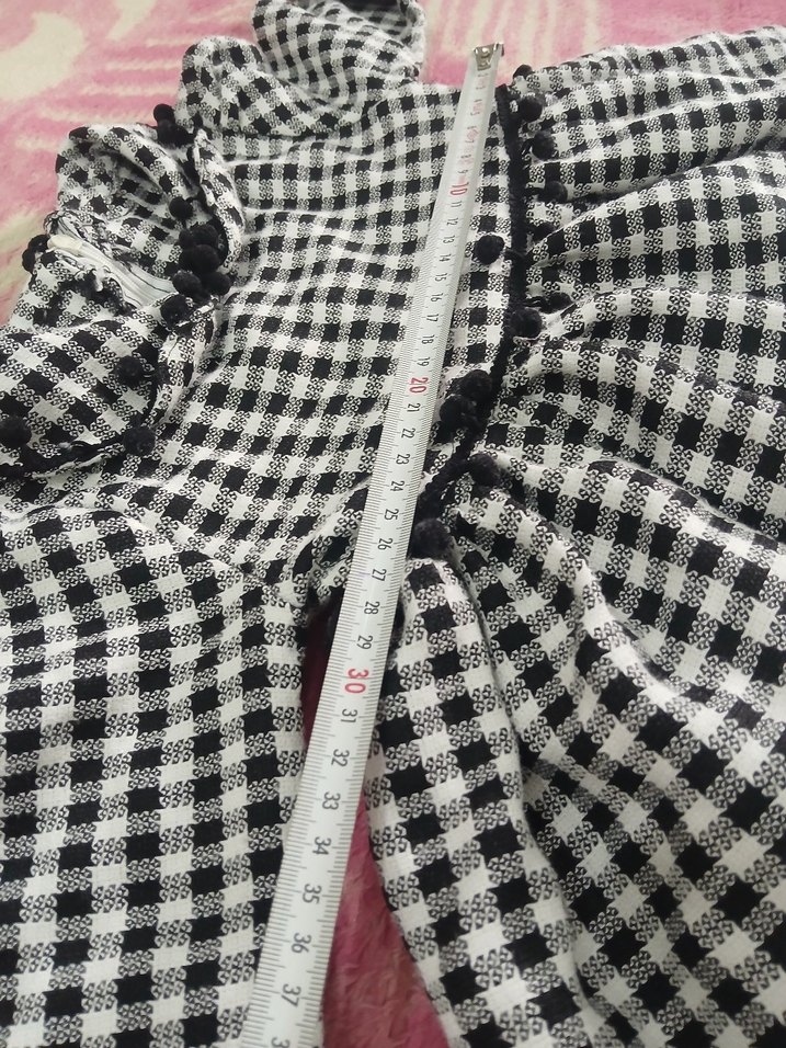 Kız Çocuk siyah  Beyaz Kareli Uzun Kollu Elbise - Görsel 4