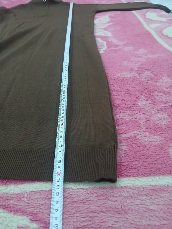 Fermuarlı Yarım Boğazlı Kahverengi Triko Elbise - Görsel 4