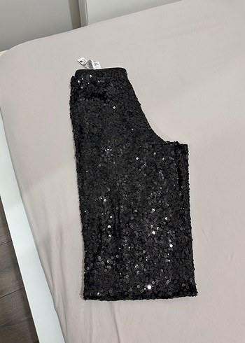 m Beden Kadın Siyah Payetli Pantolon