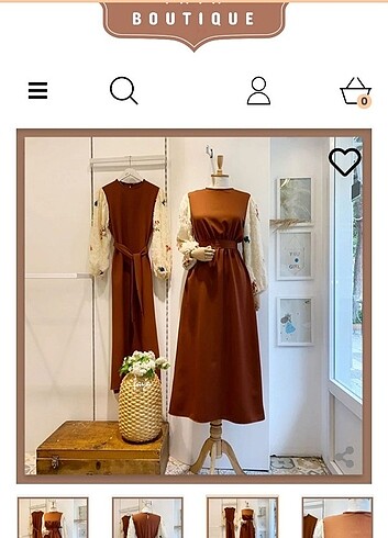 40 Beden Faya Butik Kahverengi Elbise 
