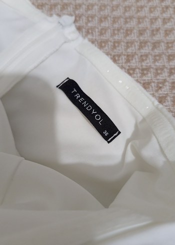 Beyaz Bohem Straplez Midi Mezuniyet Elbisesi - Görsel 5