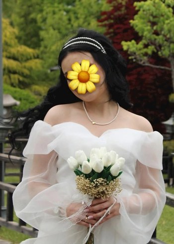 Uzun Beyaz Straplez A Kesim Gelinlik - Görsel 2