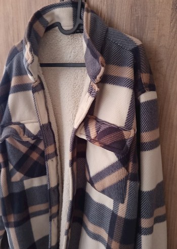 Düğmeli Gri Kahverengi Kalın İçi yünlü Erkek Gömlek - Görsel 4