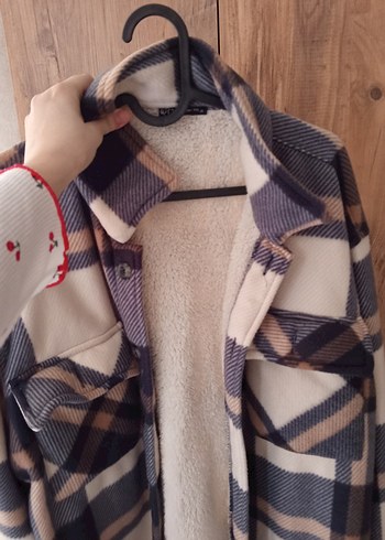 Düğmeli Gri Kahverengi Kalın İçi yünlü Erkek Gömlek - Görsel 3