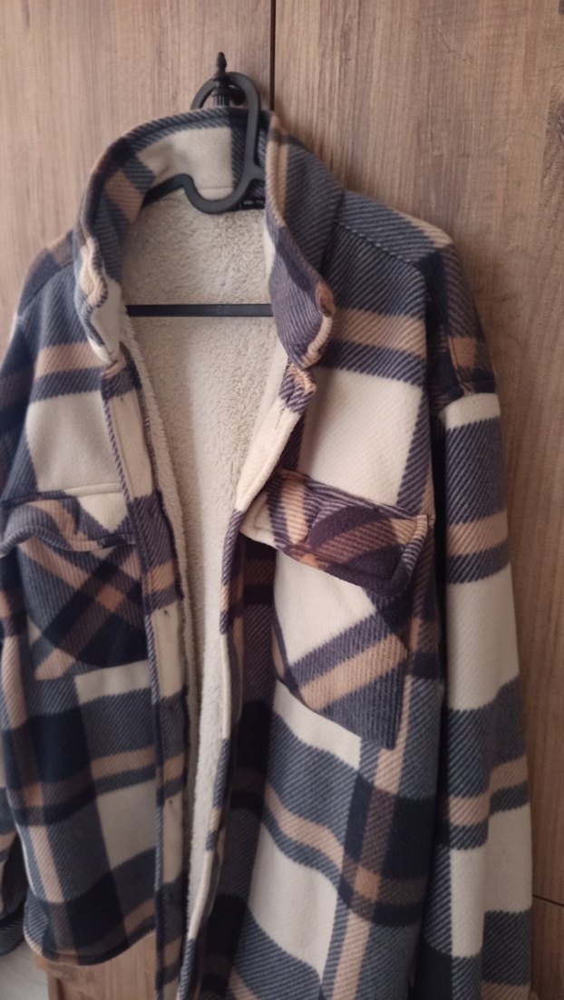 Düğmeli Gri Kahverengi Kalın İçi yünlü Erkek Gömlek - Görsel 4