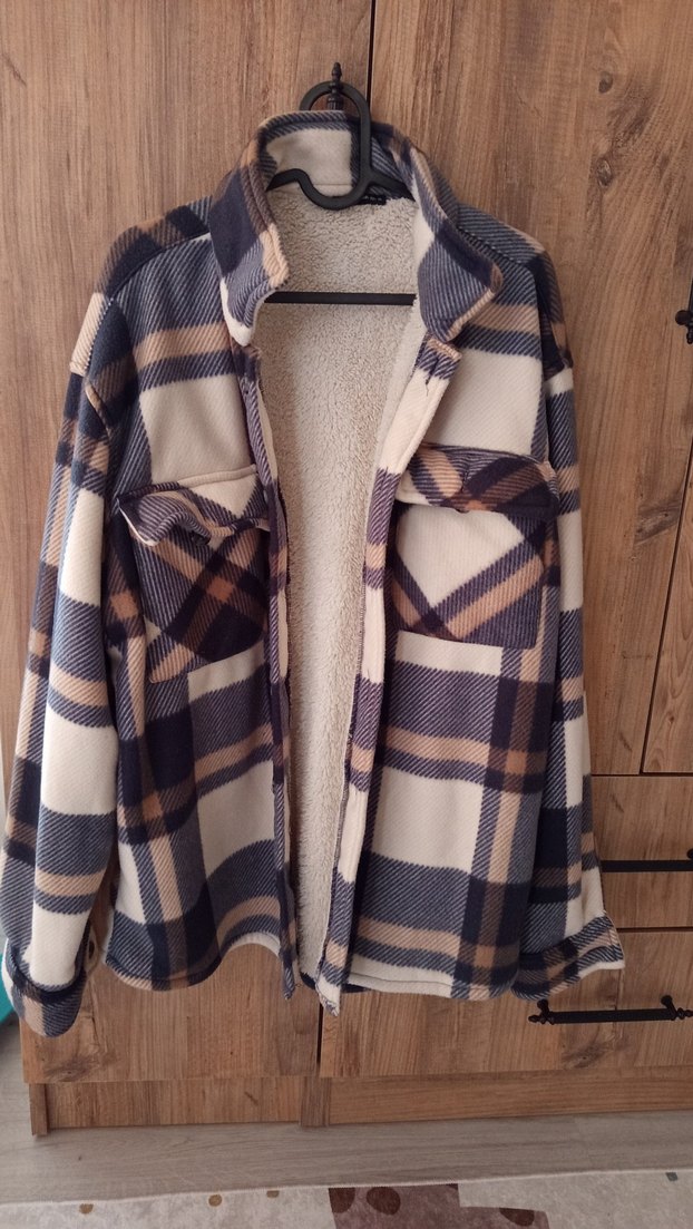 Düğmeli Gri Kahverengi Kalın İçi yünlü Erkek Gömlek - Görsel 2