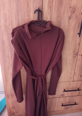 Kahverengi Uzun Kollu Kadın Bornoz - Görsel 3