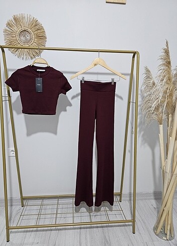 Bershka Bordo Bershka takım SML bedenleriyle