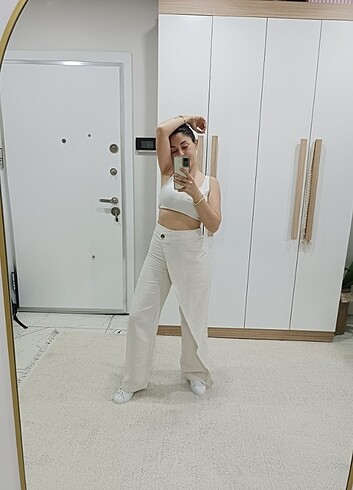 Zara Keten asimetrik pantolon