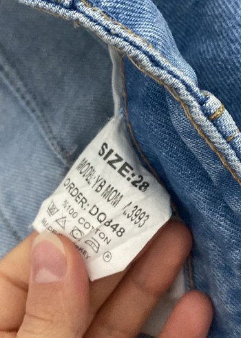 Lamelif Düğmeli Mavi Kadın Midi Boy Bol Kesim Jean - Görsel 3